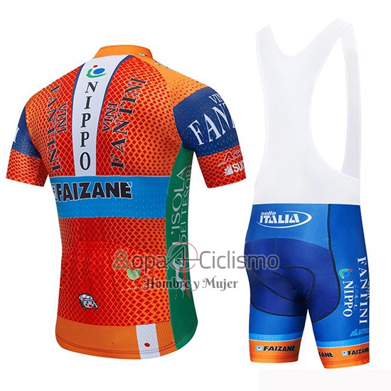 Vini Fantini Ropa Ciclismo Culotte Corto 2019 Hombre Mangas Cortas Naranja